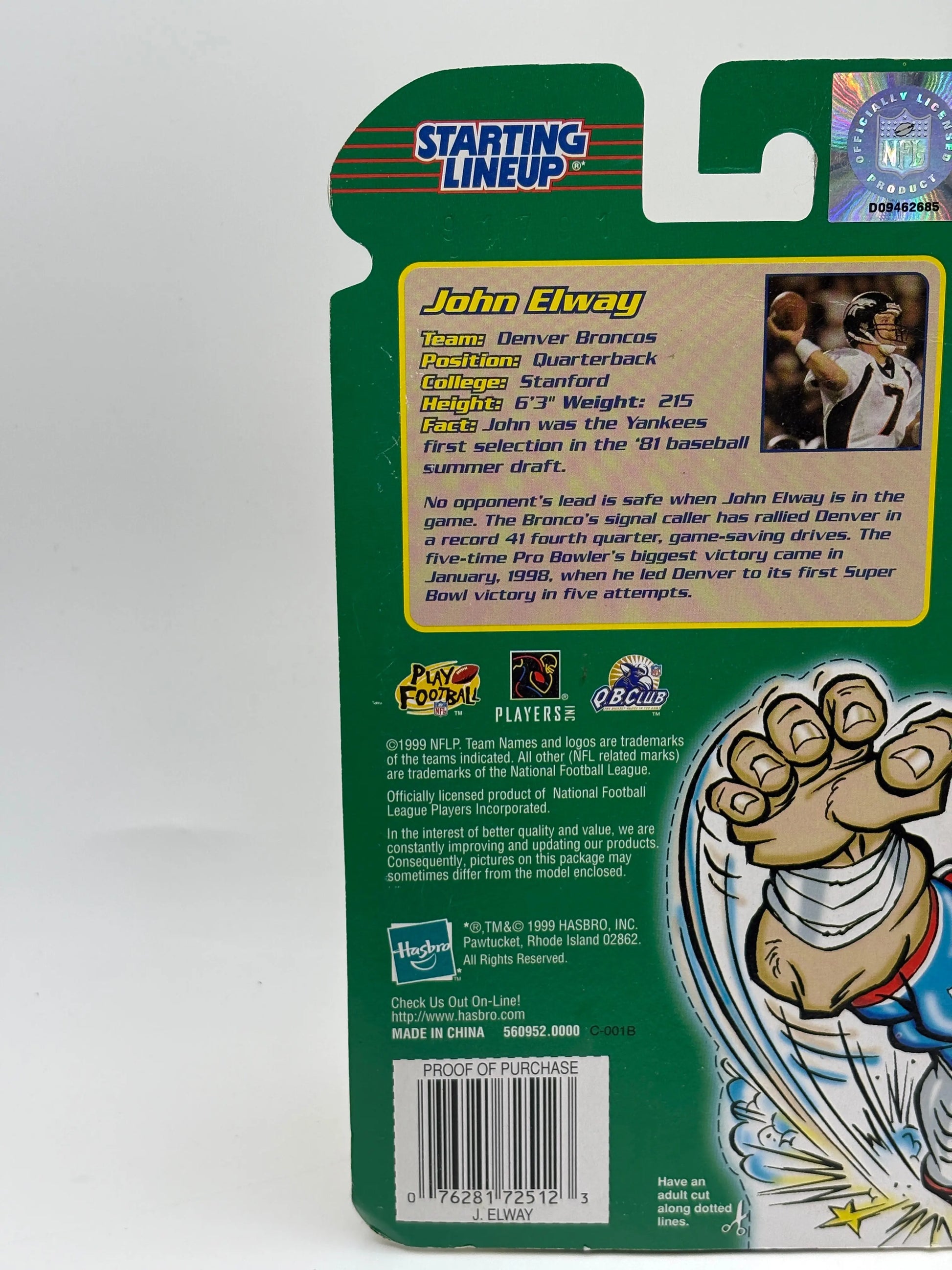 1999 John Elway Broncos Pro Action Figure Starting Lineup FRENLY BRICKS - Open 7 Days