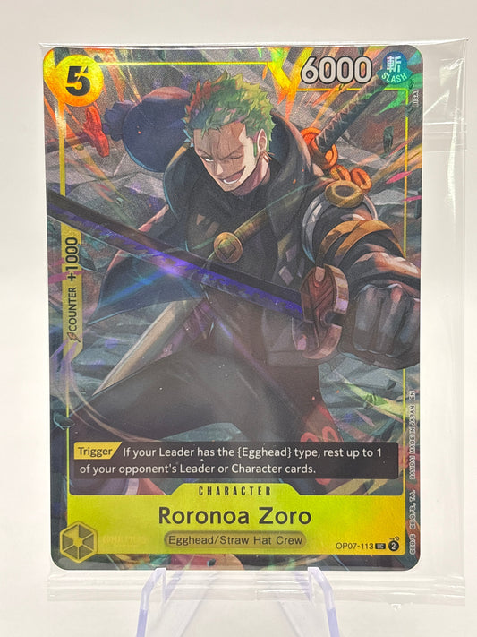 One Piece TCG - Roronoa Zoro OP07-113 Uncommon Alt Art Sealed Promo FRENLY BRICKS - Open 7 Days
