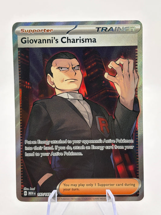 Pokemon TCG MEW 151 - Giovanni’s Charisma 197/165 Full Art Ultra Rare NM FRENLY BRICKS - Open 7 Days
