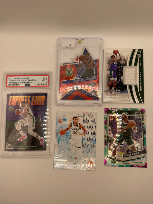 NBA Auto & Patch Milwaukee Bucks sports card lot , bundle - Giannis Antetokounmpo + more (lot#41) FRENLY BRICKS - Open 7 Days
