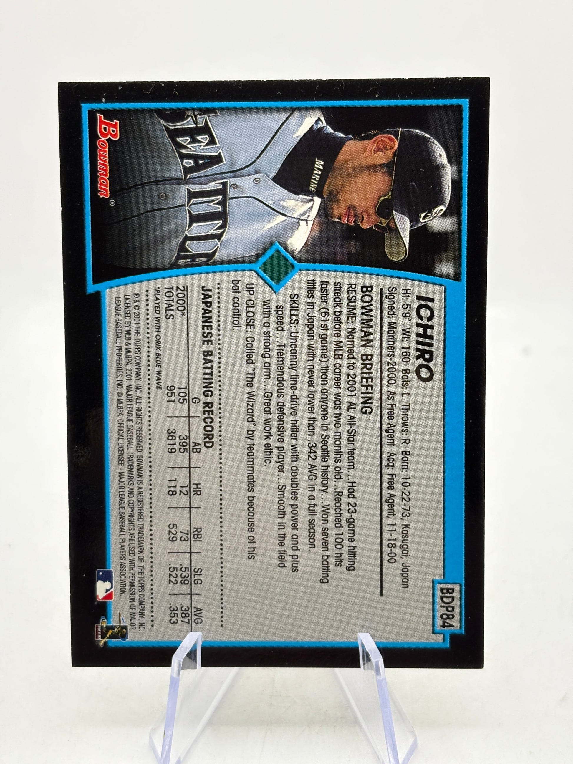 2001 Bowman Draft Picks #BDP84 Ichiro Suzuki RC HOF Rookie Card FRENLY BRICKS - Open 7 Days image 6