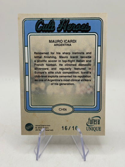 2025 Futera Unique World Football  Mauro Icardi #CH06 - Club Heroes 16/16 Book End FRENLY BRICKS - Open 7 Days