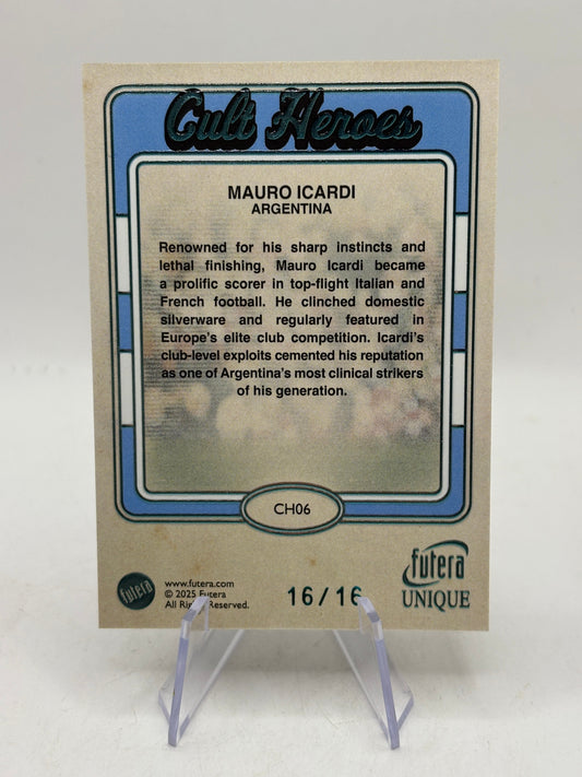 2025 Futera Unique World Football  Mauro Icardi #CH06 - Club Heroes 16/16 Book End FRENLY BRICKS - Open 7 Days