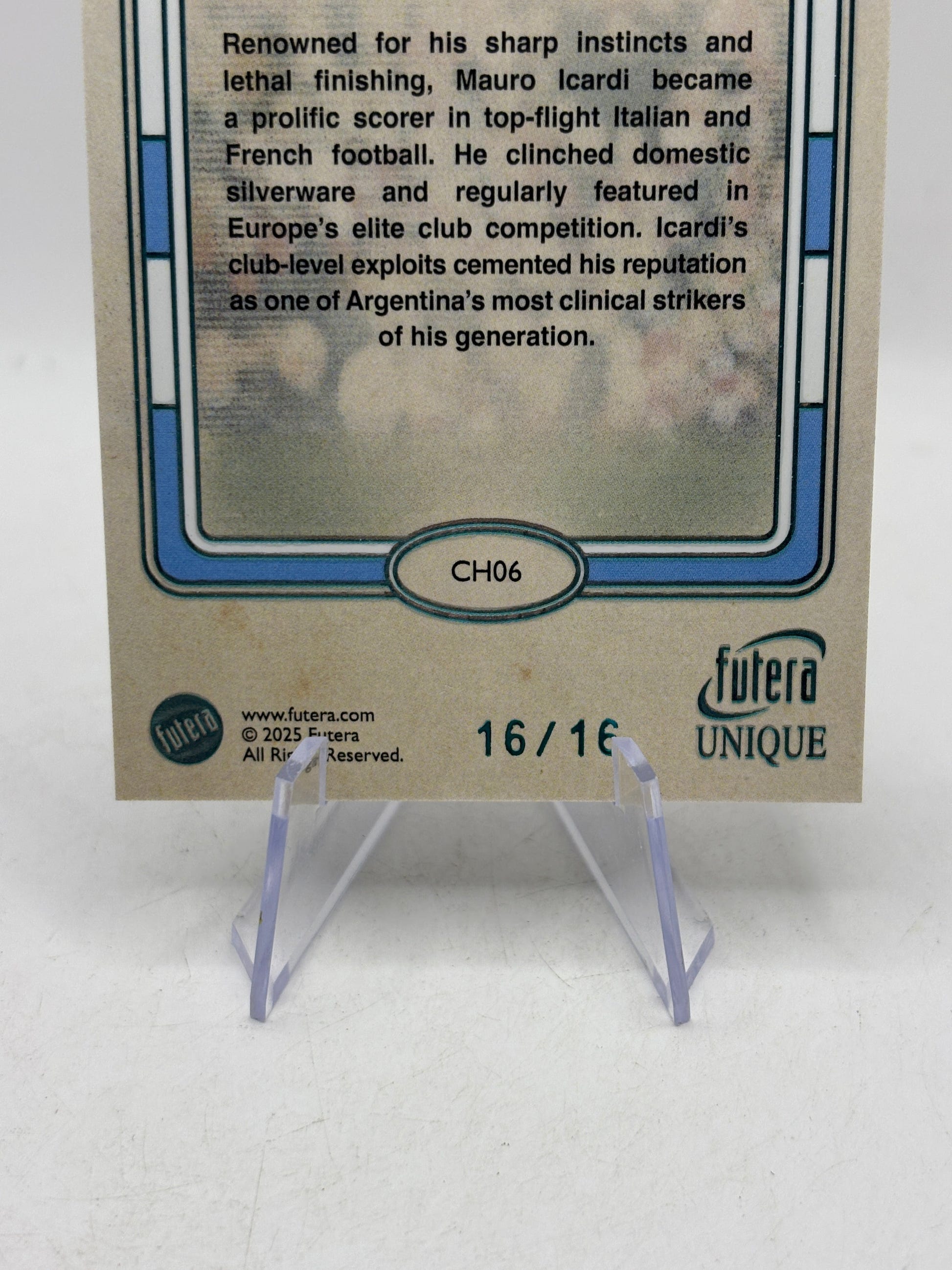 2025 Futera Unique World Football  Mauro Icardi #CH06 - Club Heroes 16/16 Book End FRENLY BRICKS - Open 7 Days image 8