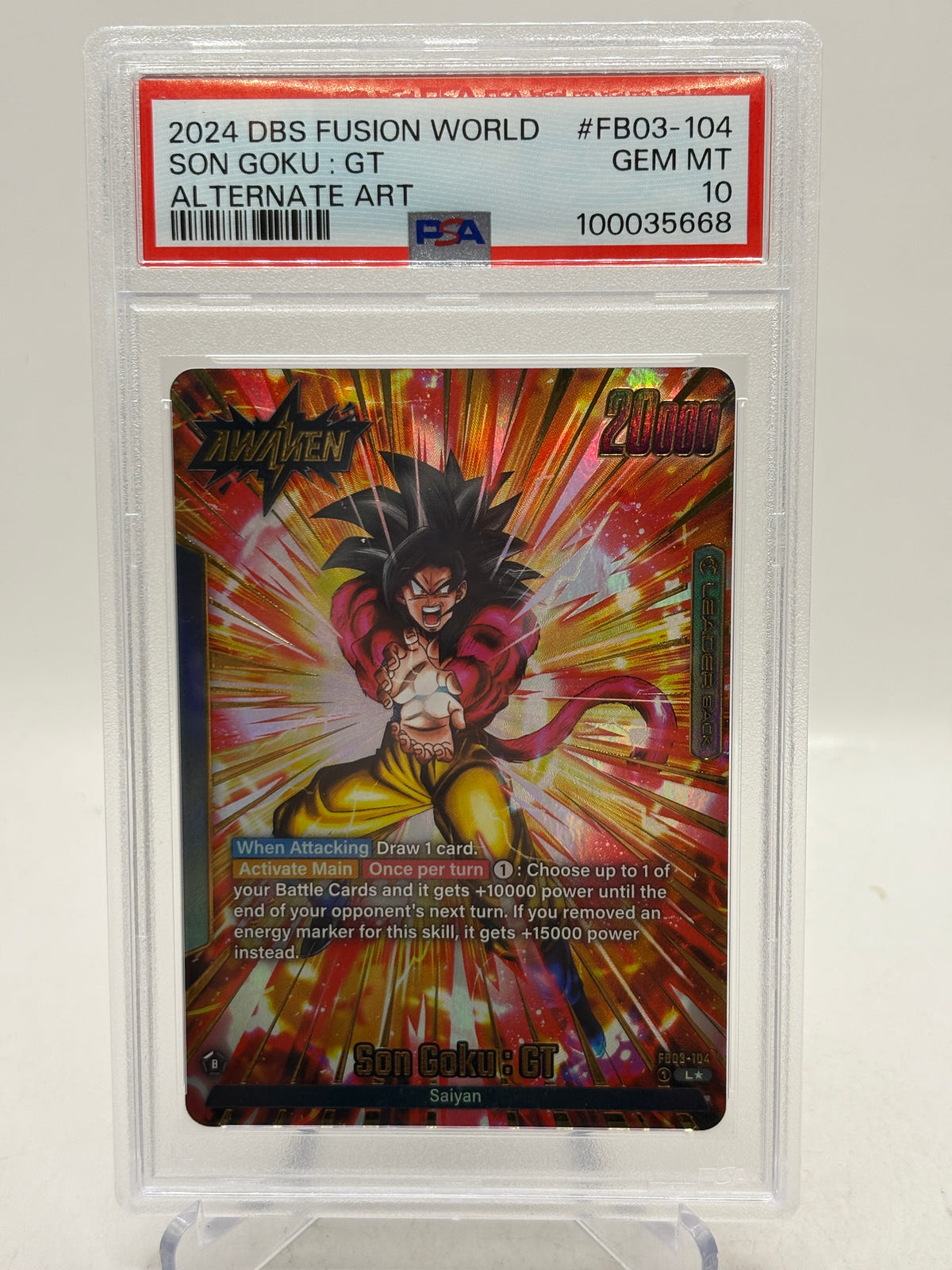 2024 Dragon Ball Super Fusion World - Son Goku : GT FB03-104 PSA 10 Leader Alt image 1