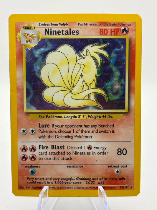 Pokemon TCG WOTC Base Set - Ninetales 12/102 Holo Rare Heavy Play FRENLY BRICKS - Open 7 Days