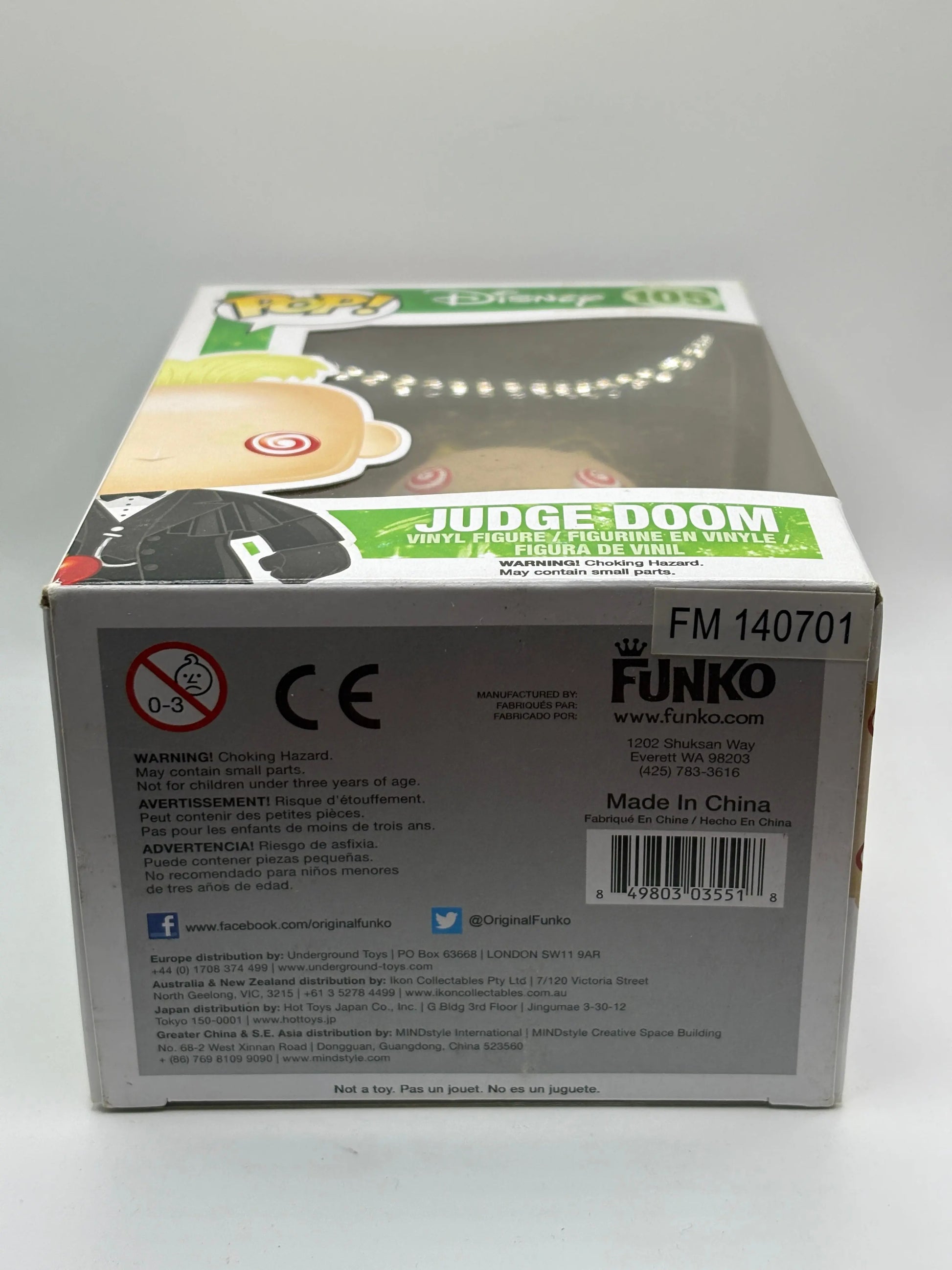 Funko POP! Disney #105 Judge Doom *See photos* FRENLY BRICKS - Open 7 Days