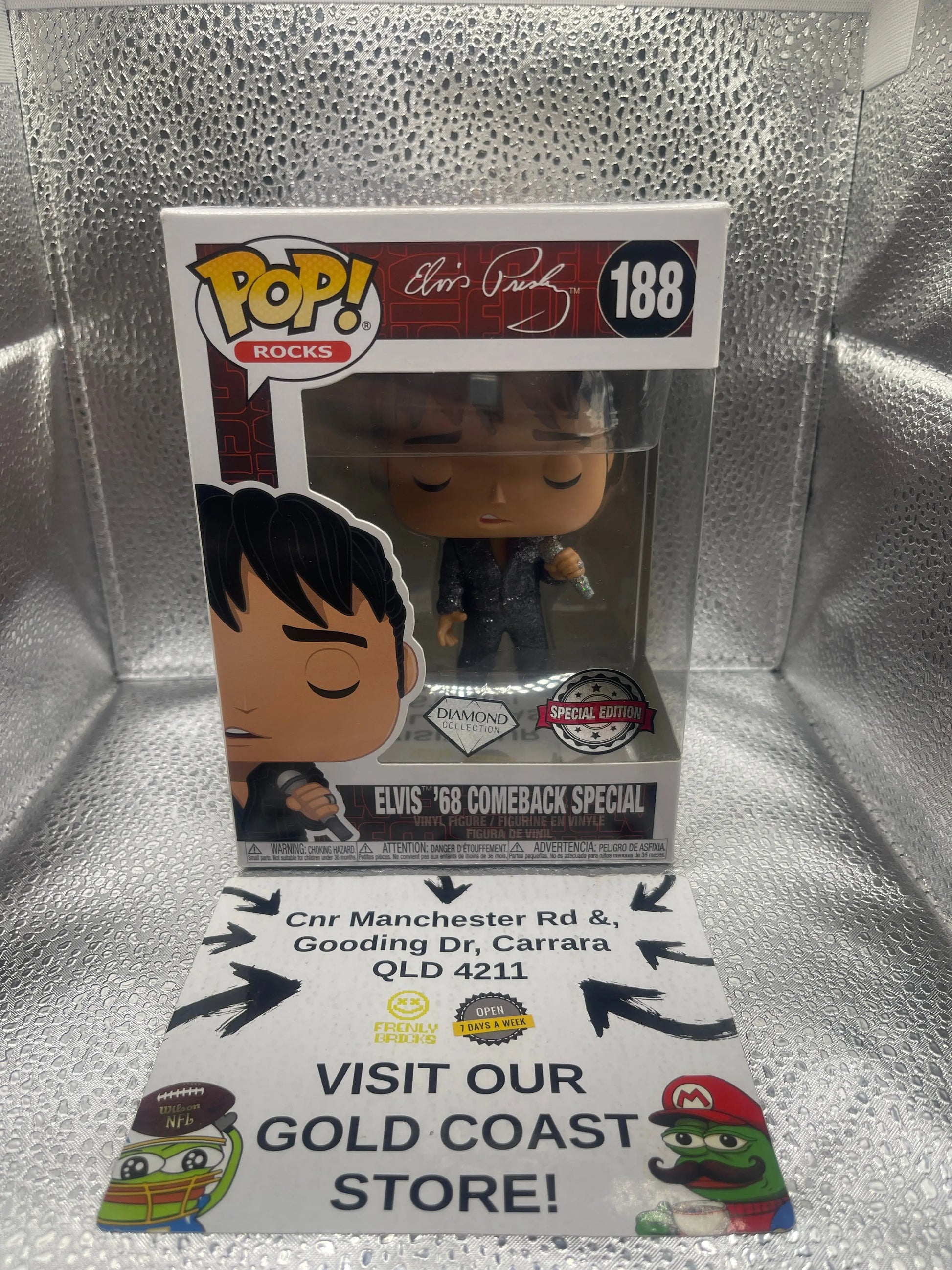 Funko Pop! Rocks Music Elvis Presley '68 Comeback Special #188 Diamond SE FRENLY BRICKS - Open 7 Days