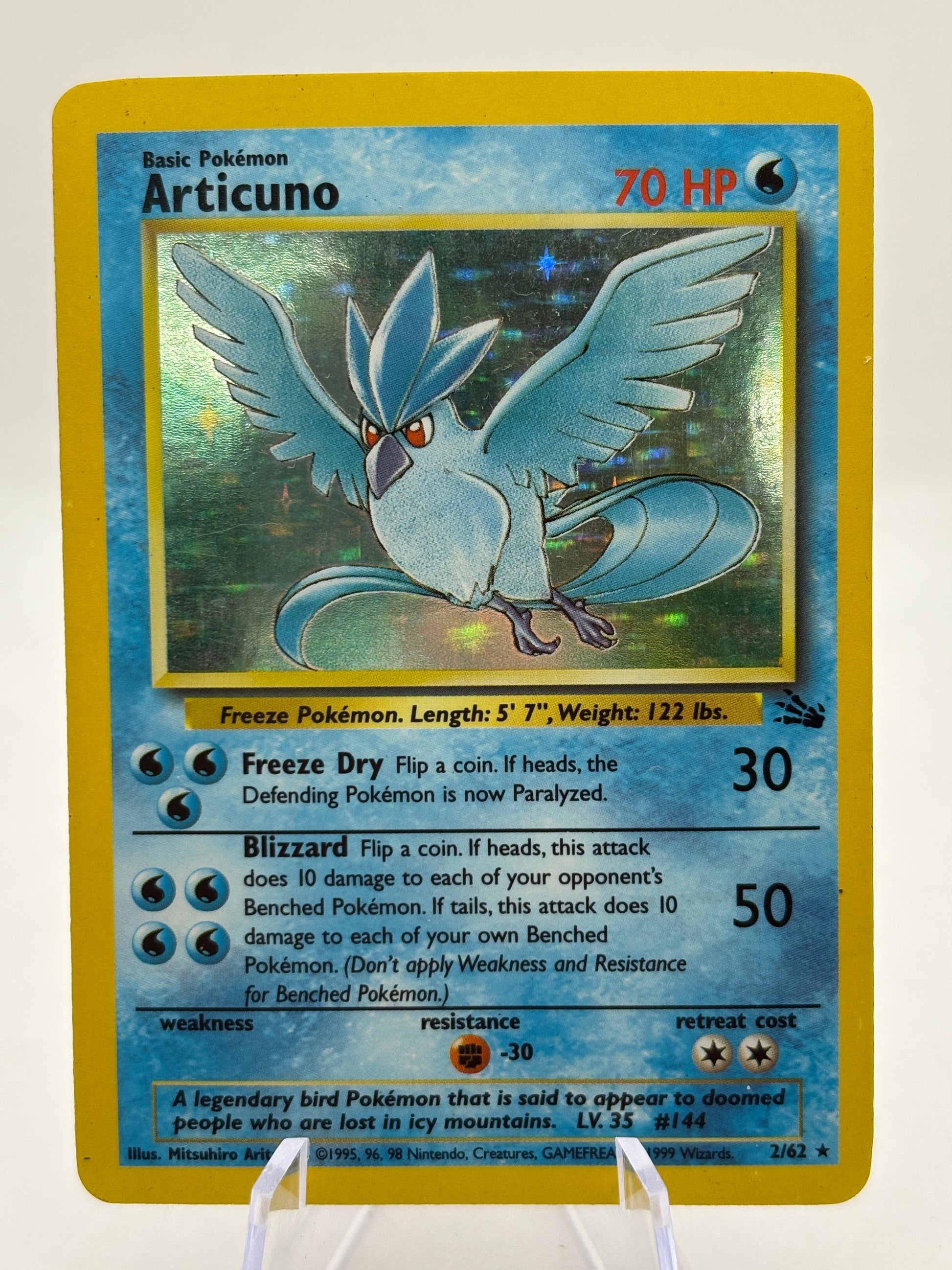 Pokemon TCG WOTC Fossil - Articuno 2/62 Rare Holo Moderately Played FRENLY BRICKS - Open 7 Days