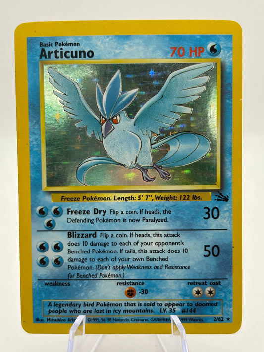 Pokemon TCG WOTC Fossil - Articuno 2/62 Rare Holo Moderately Played FRENLY BRICKS - Open 7 Days