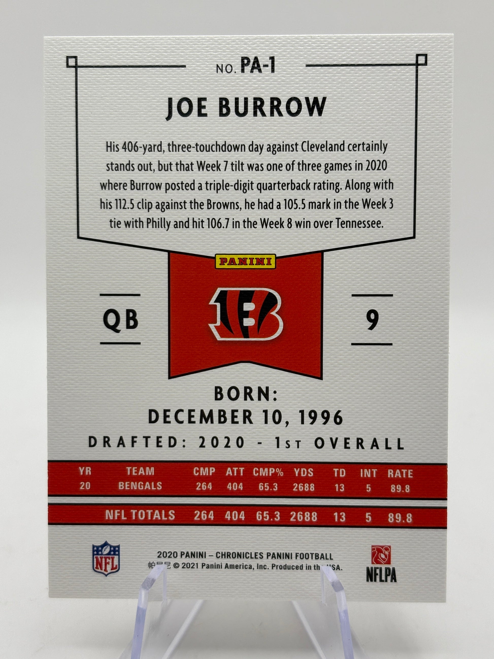 2020 Panini Chronicles Football - Joe Burrow Bronze PA-1 Rookie Card FRENLY BRICKS - Open 7 Days