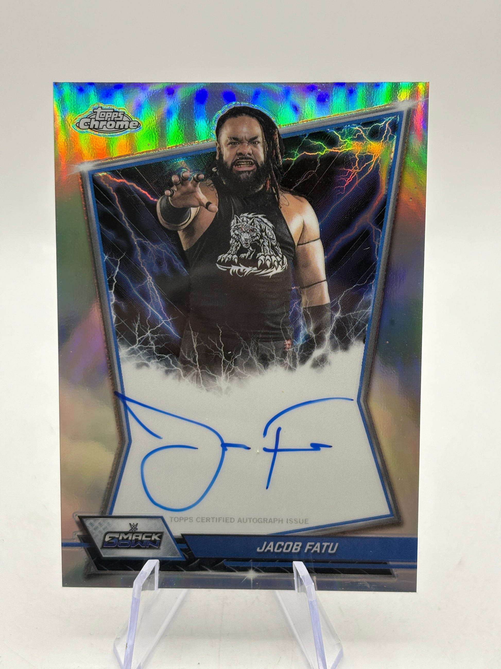 2026 Topps Chrome WWE - BBA-JAC Jacob Fatu Auto Silver, photo 5 image 5