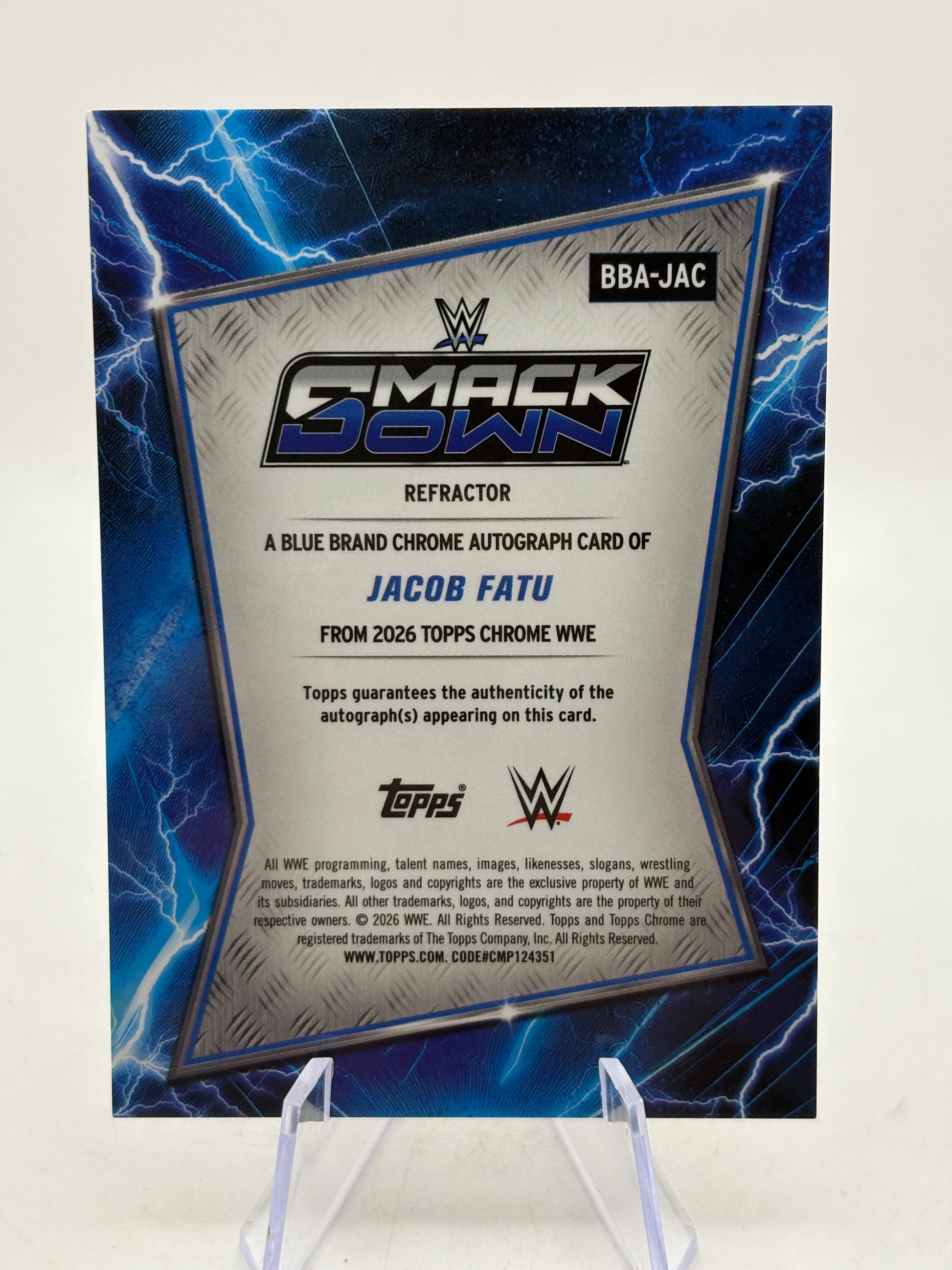 2026 Topps Chrome WWE - BBA-JAC Jacob Fatu Auto Silver, photo 6 image 6