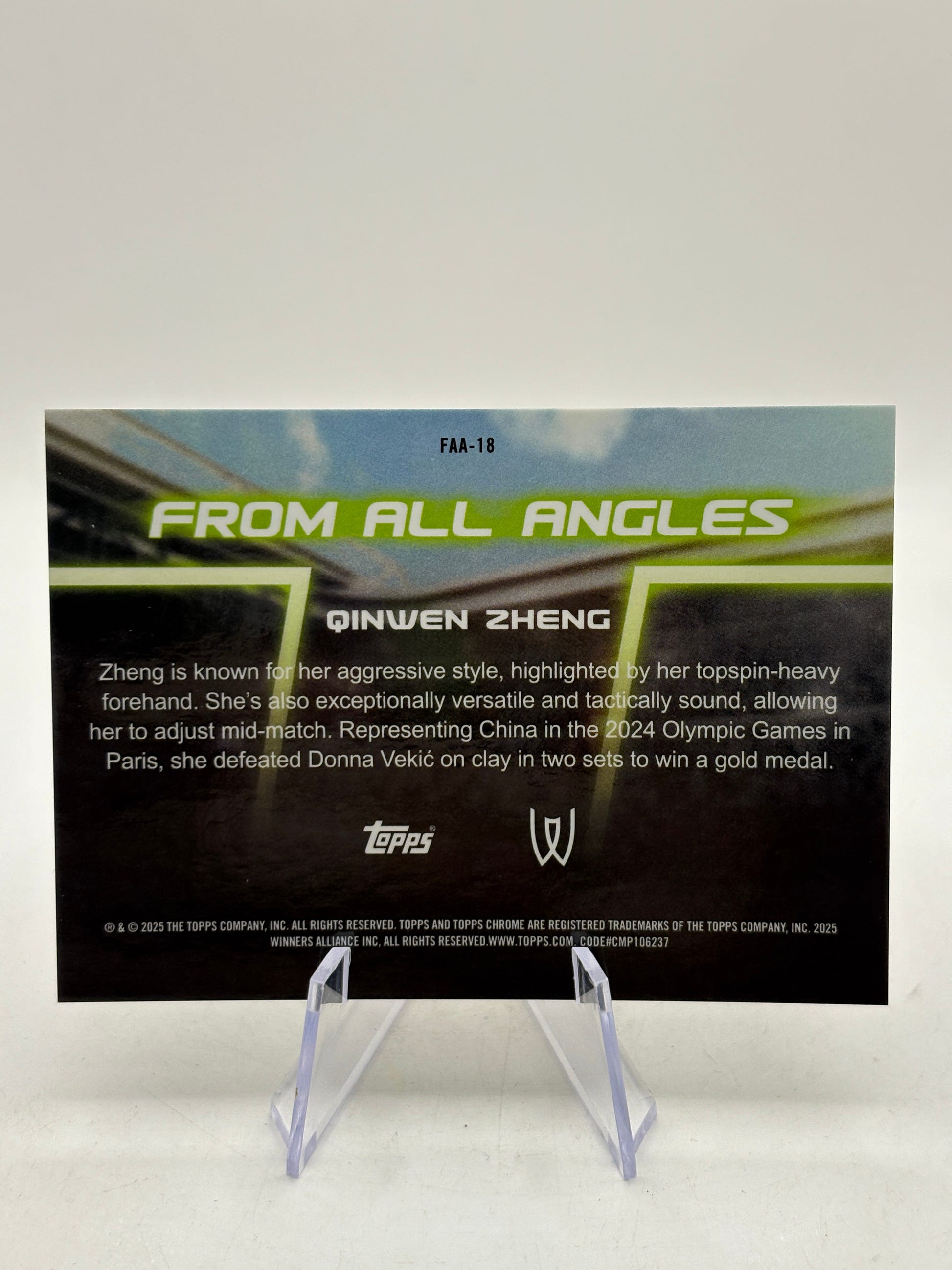 2025 Topps Chrome Qinwen Zheng From All Angles Orange Refractor #/25, photo 6 image 6
