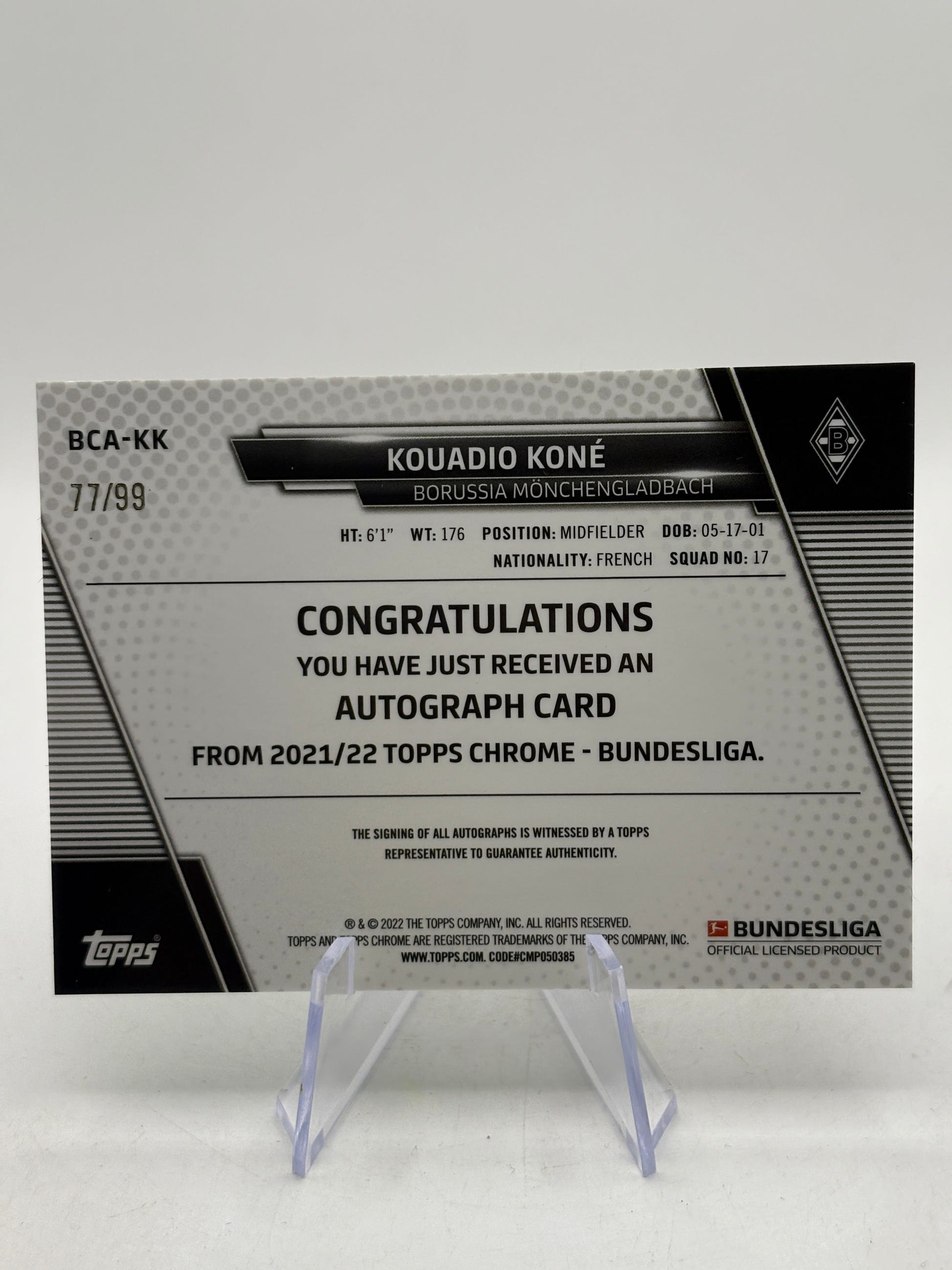 2021-22 Topps Chrome Bundesliga - Chrome Auto Kouadio Kone #BCA-KK Green Ref /99 FRENLY BRICKS - Open 7 Days image 2