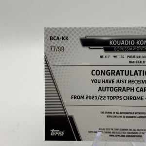 2021-22 Topps Chrome Bundesliga - Chrome Auto Kouadio Kone #BCA-KK Green Ref /99 FRENLY BRICKS - Open 7 Days
