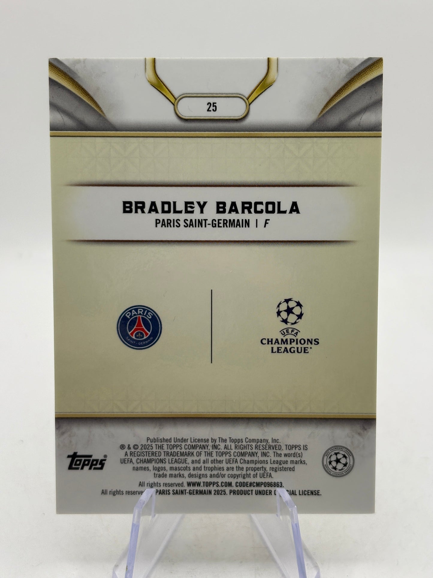 2025 Topps Reverence Champions League - Bradley Barcola #25 /99 FRENLY BRICKS - Open 7 Days