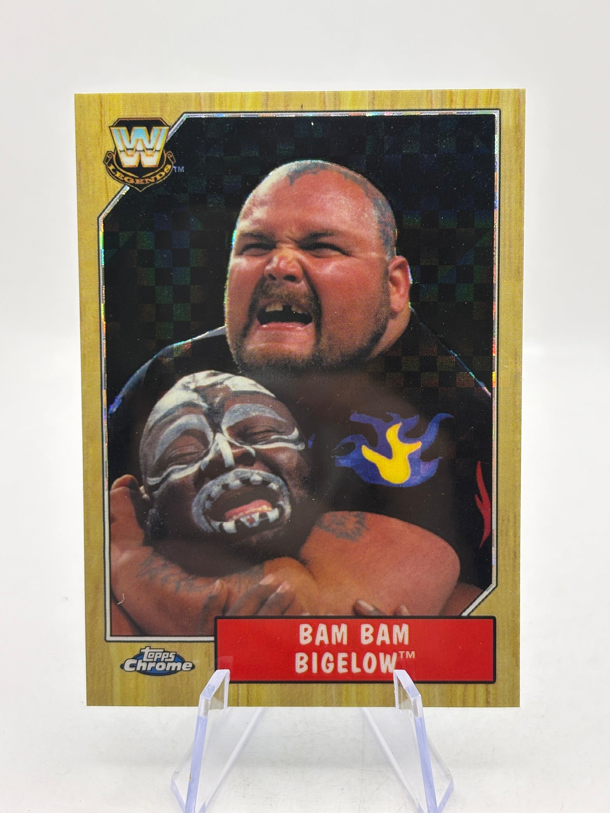 Topps Chrome WWE Heritage #80 Bam Bam Bigelow XFRACTOR FRENLY BRICKS - Open 7 Days image 1