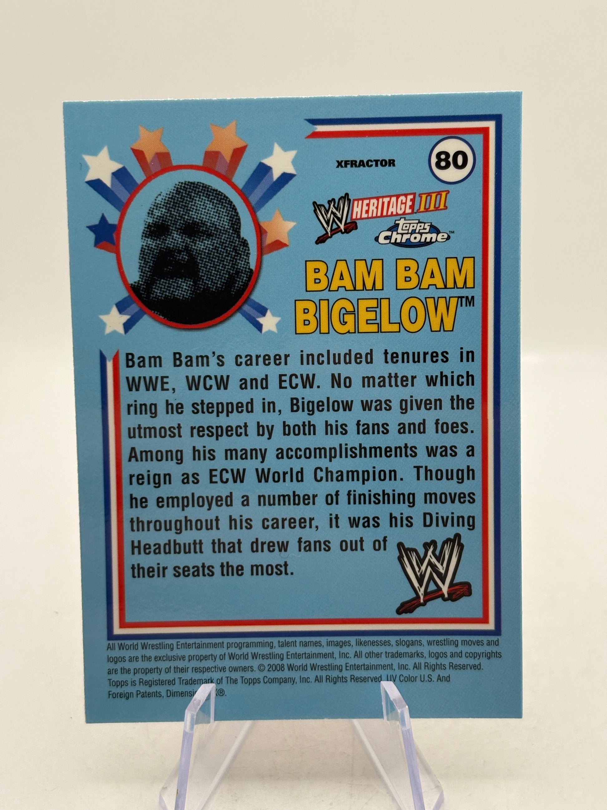Topps Chrome WWE Heritage #80 Bam Bam Bigelow XFRACTOR FRENLY BRICKS - Open 7 Days image 2
