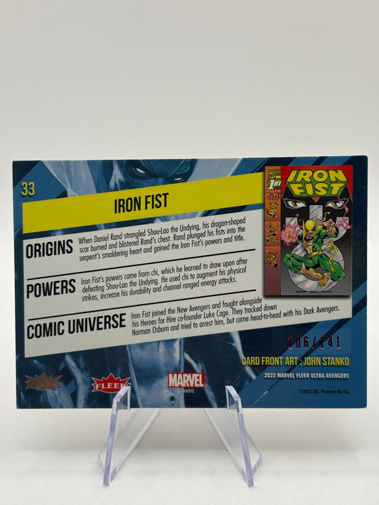 2022 Marvel Fleer Ultra Avengers #33 Iron Fist Red Foil 106/141 Numbered FRENLY BRICKS - Open 7 Days