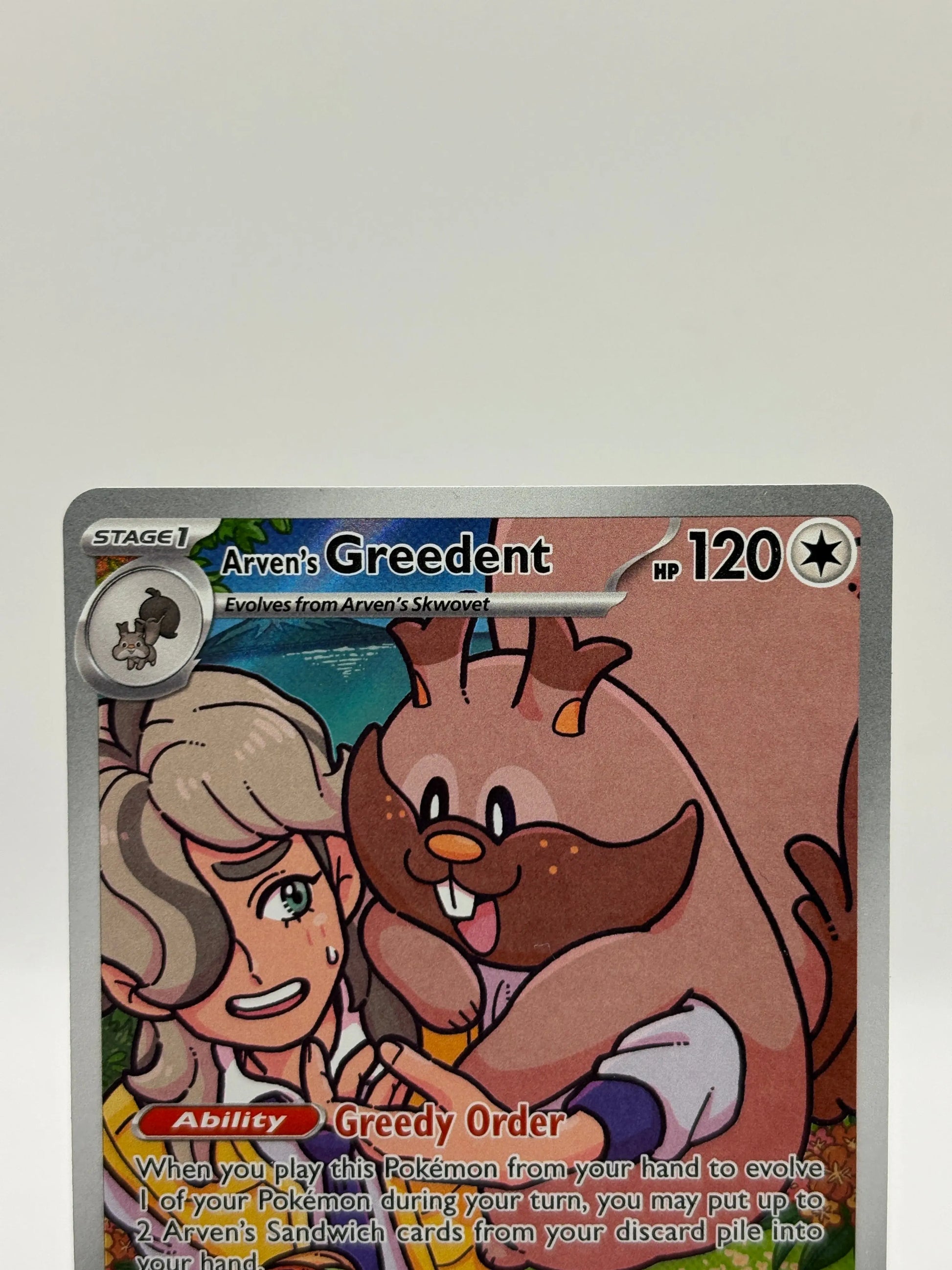 Pokemon TCG Destined Rivals - Arven’s Greedent #205/182 Art Rare LP FRENLY BRICKS - Open 7 Days