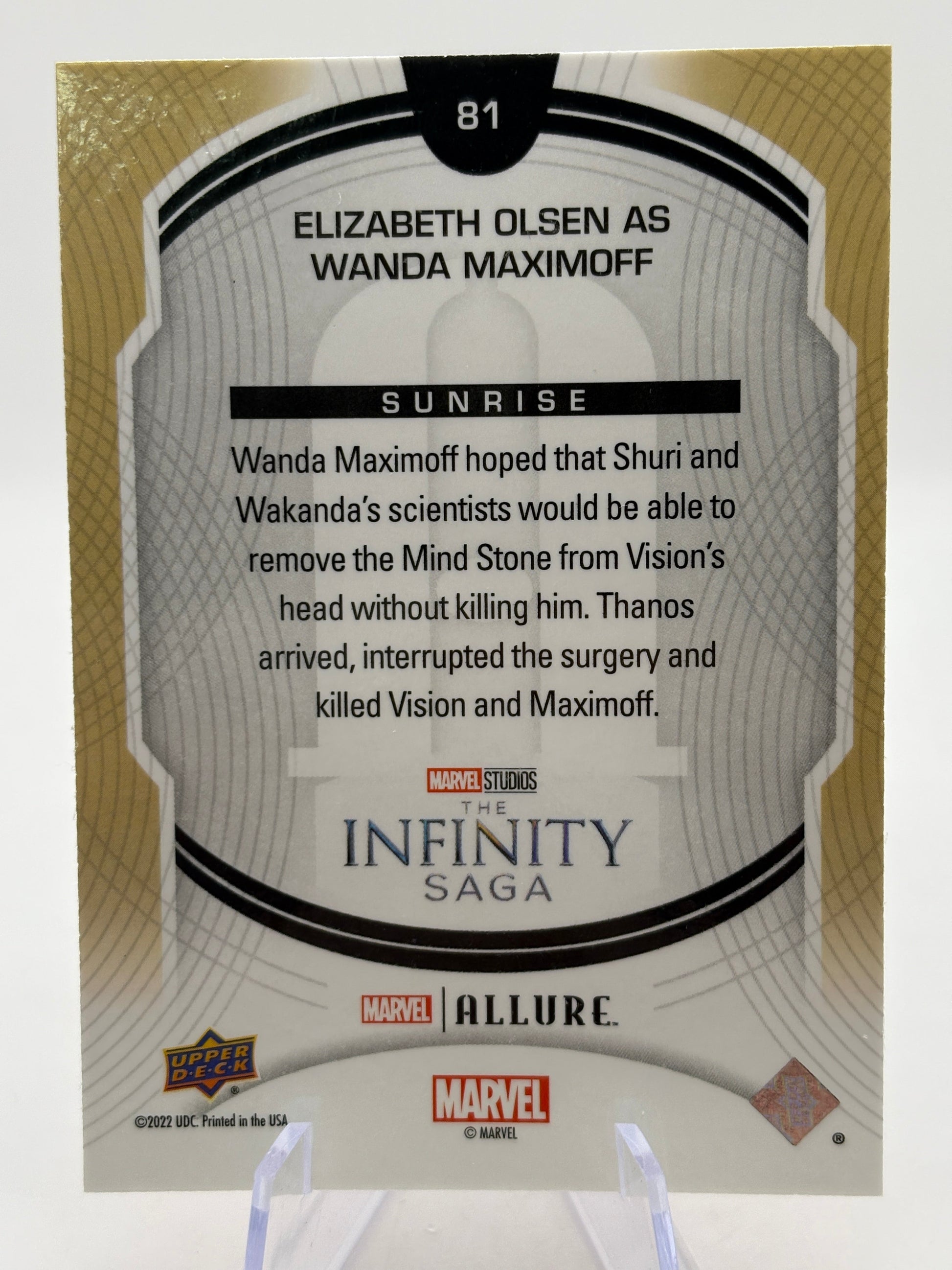 2022 Upper Deck Marvel Allure Sunrise Elizabeth Olsen As Wanda Maximoff #81 FRENLY BRICKS - Open 7 Days