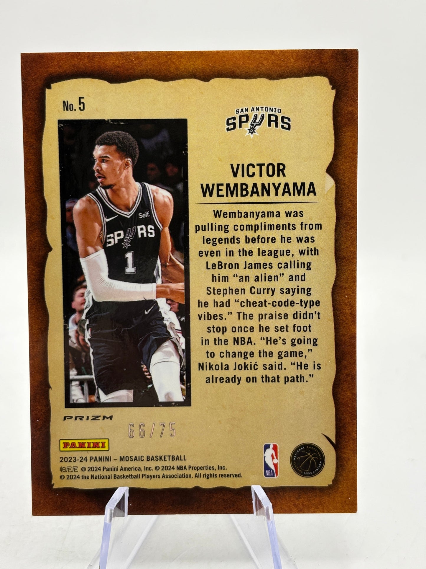 2023-24 Panini Mosaic - #5 Victor Wembanyama Notoriety Green Mosaic ROOKIE /75 FRENLY BRICKS - Open 7 Days