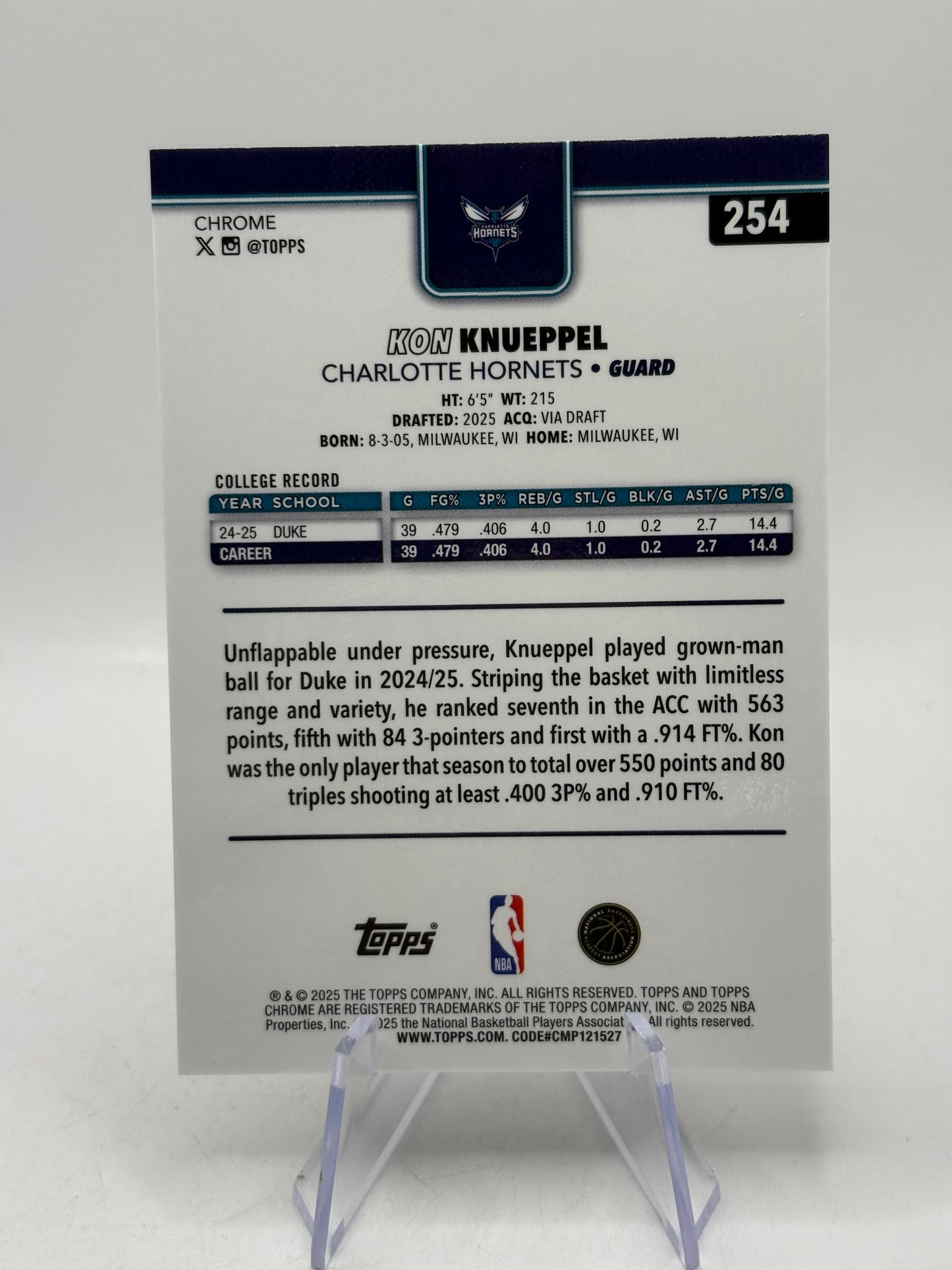2025-26 Topps Chrome #254 Kon Knueppel Silver Wave FRENLY BRICKS - Open 7 Days