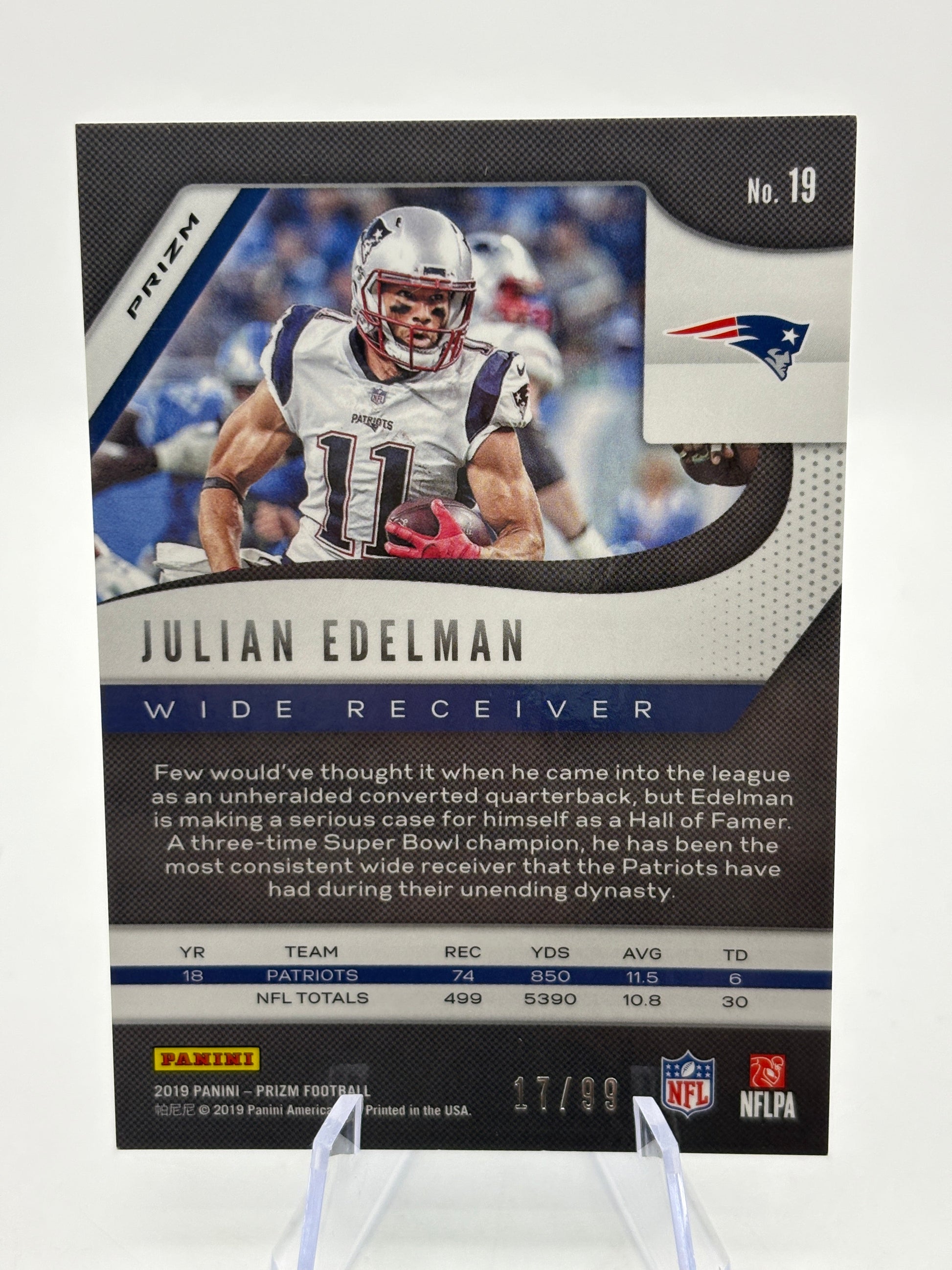 2019 Panini Prizm Football - Julian Edelman 17/99 Blue Cracked Ice NM FRENLY BRICKS - Open 7 Days