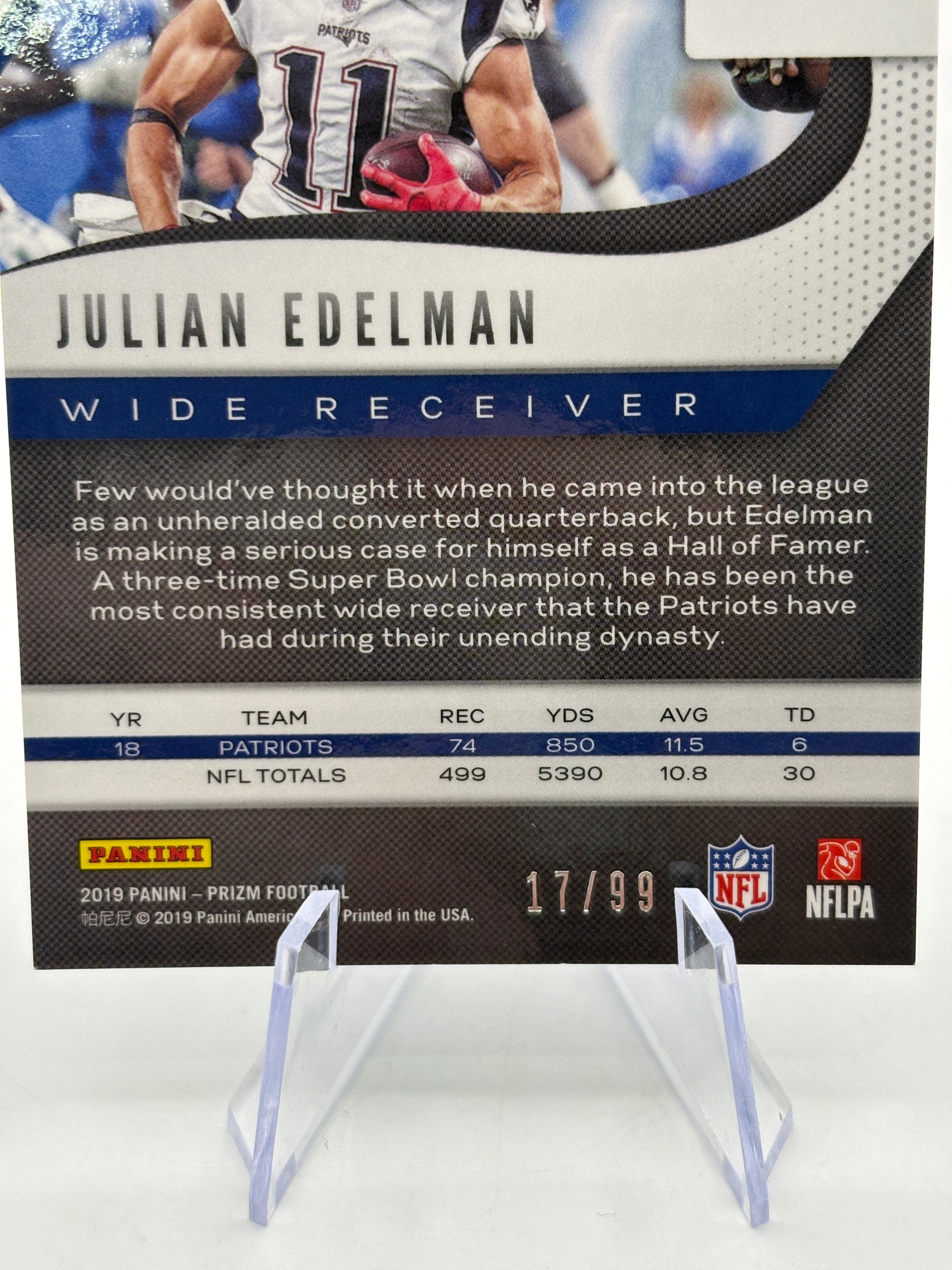 2019 Panini Prizm Football - Julian Edelman 17/99 Blue Cracked Ice NM FRENLY BRICKS - Open 7 Days