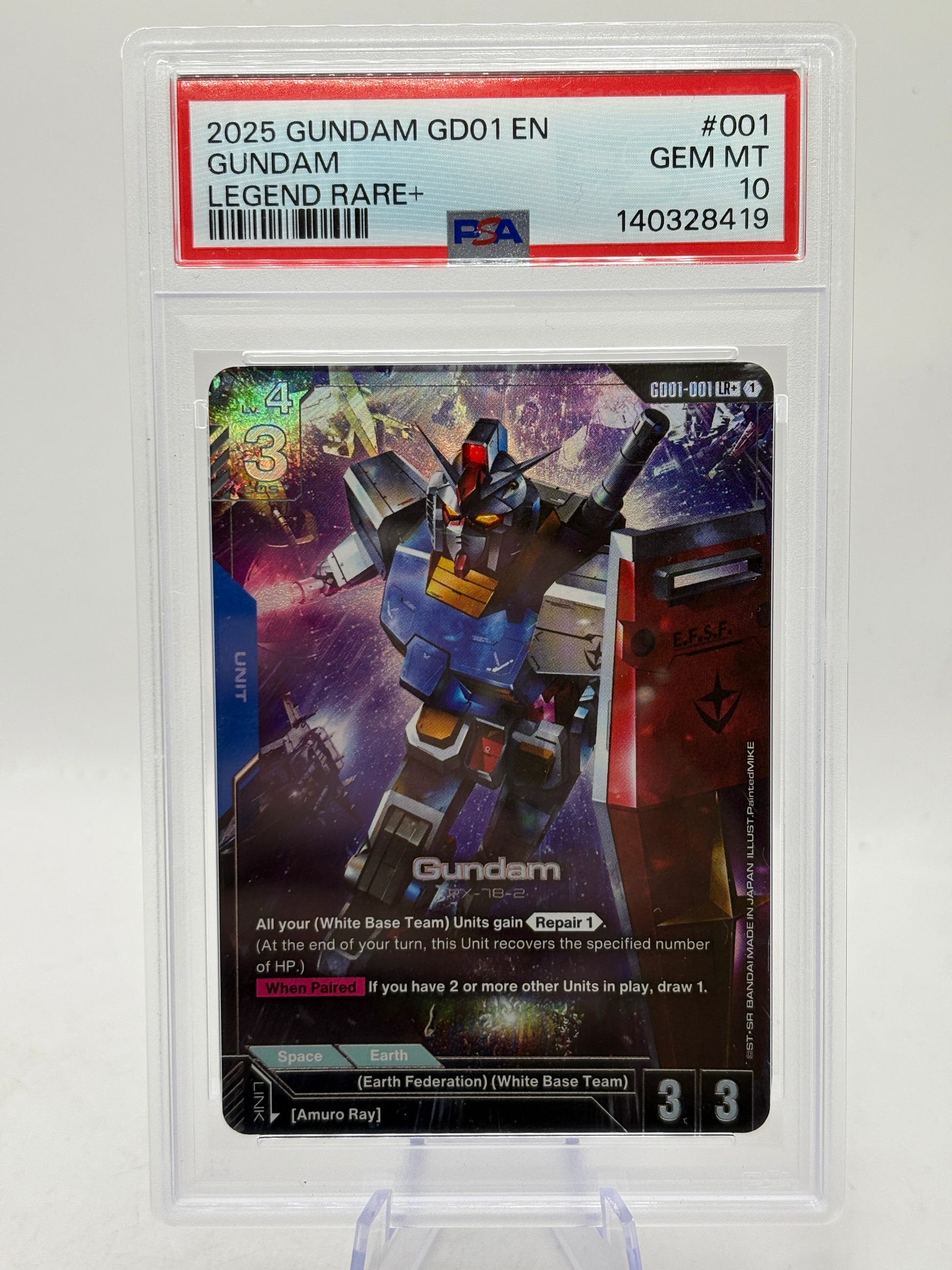2025 Gundam #GD01-001 LR+ - Gundam Newtype Rising PSA 10 GEM MINT, photo 3 image 3