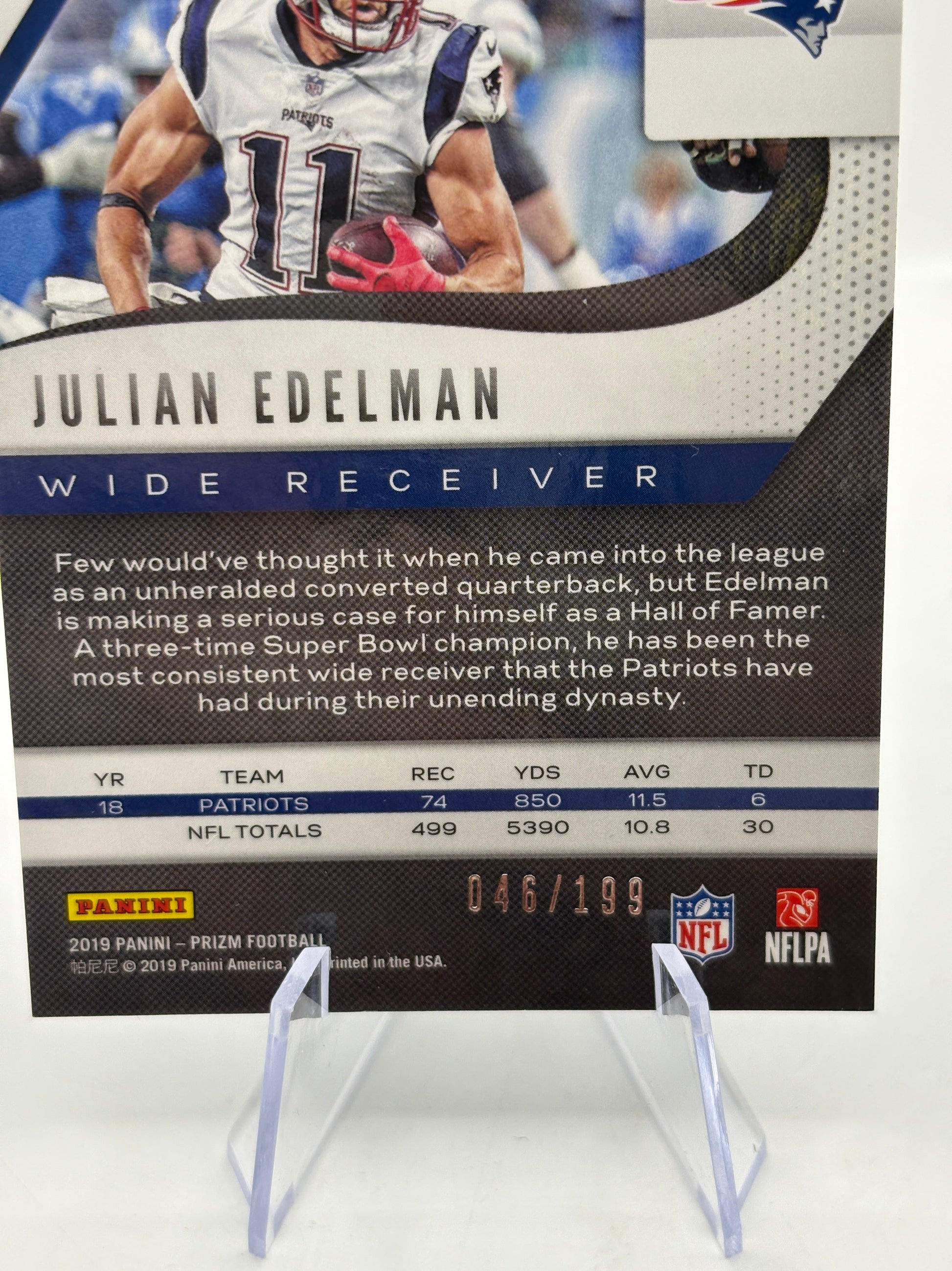 2019 Panini Prizm #19 Julian Edelman Blue Wave #/199 FRENLY BRICKS - Open 7 Days