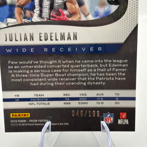 2019 Panini Prizm #19 Julian Edelman Blue Wave #/199 FRENLY BRICKS - Open 7 Days