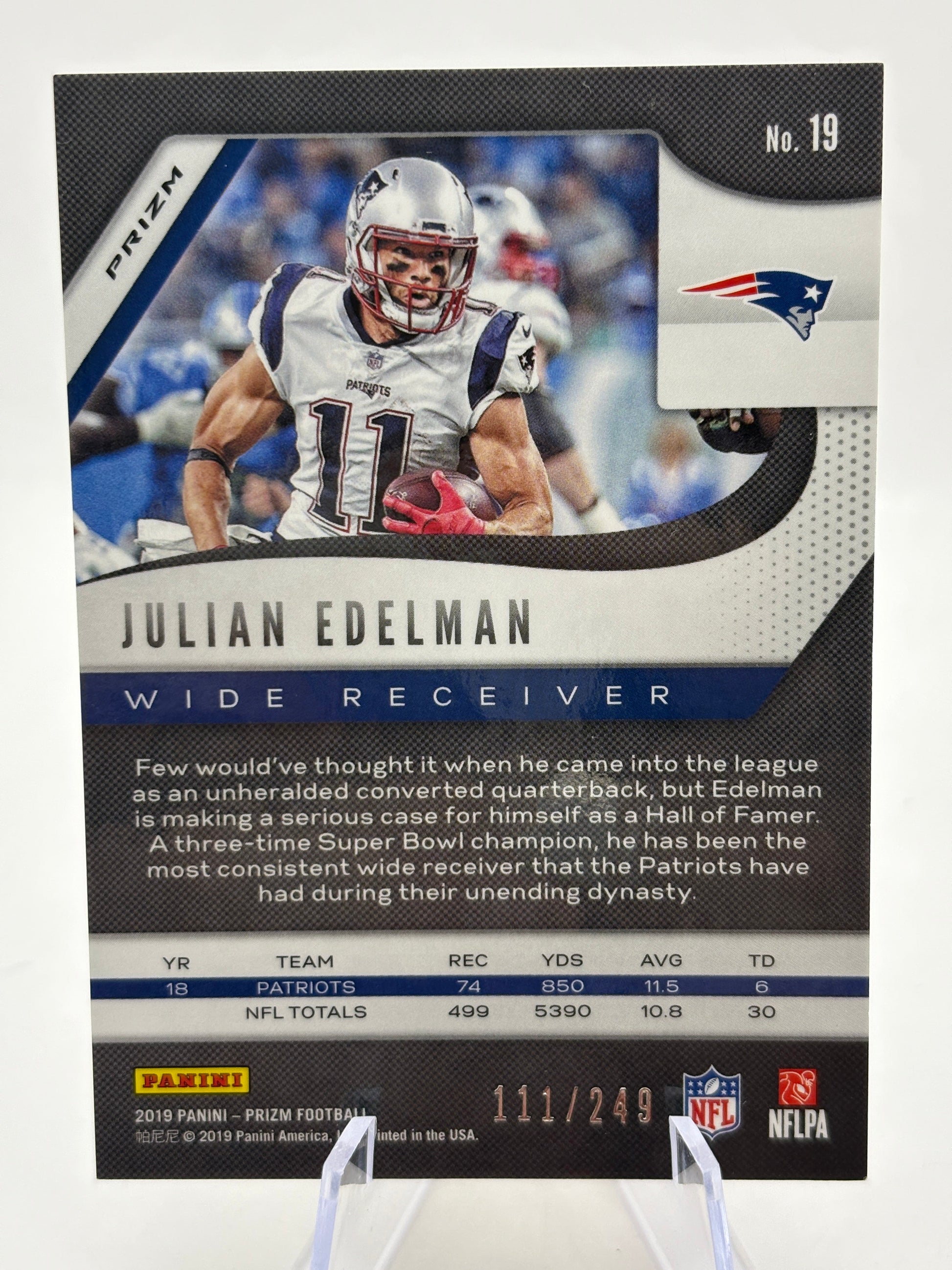2019 Panini Prizm Orange Prizm /249 Julian Edelman #19 FRENLY BRICKS - Open 7 Days