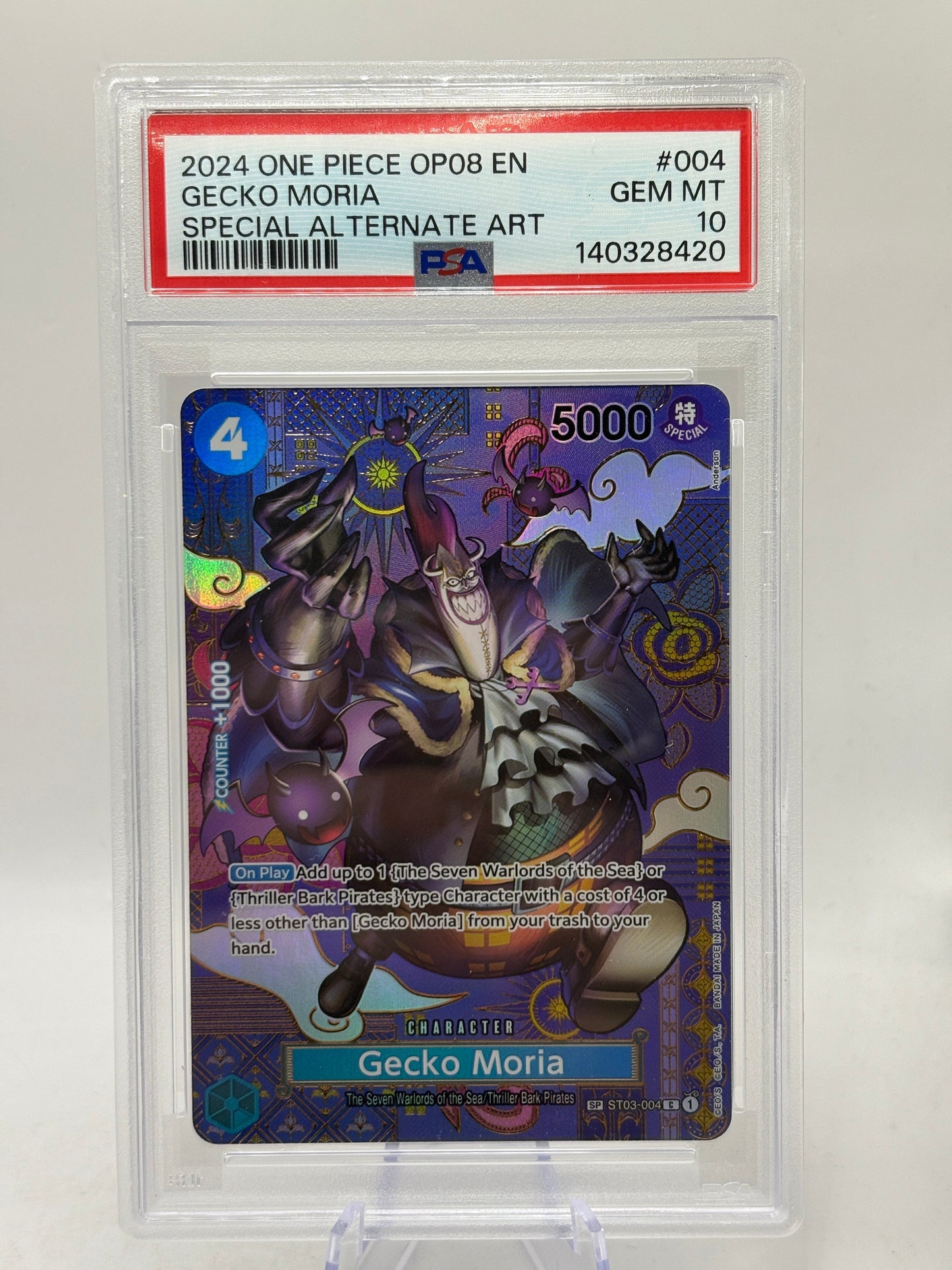 2024 One Piece TCG OP08 - Gecko Moria ST03-004 C SP PSA 10 FRENLY BRICKS - Open 7 Days