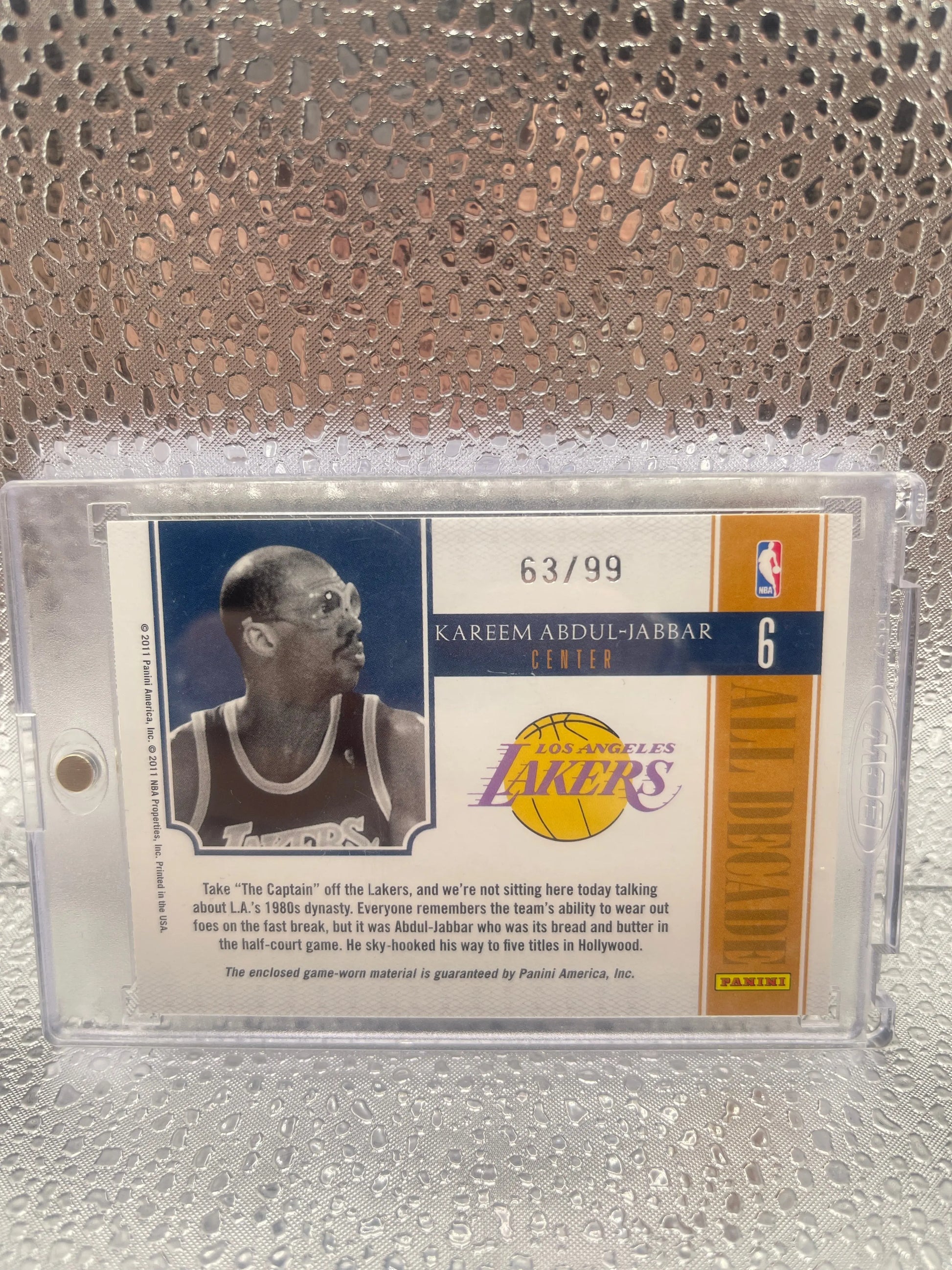2010-11 Panini National Treasures All Decade Relic #6 Kareem Abdul-Jabbar 63/99 Nm FRENLY BRICKS - Open 7 Days