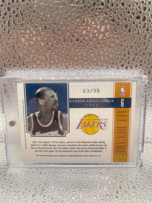 2010-11 Panini National Treasures All Decade Relic #6 Kareem Abdul-Jabbar 63/99 Nm FRENLY BRICKS - Open 7 Days