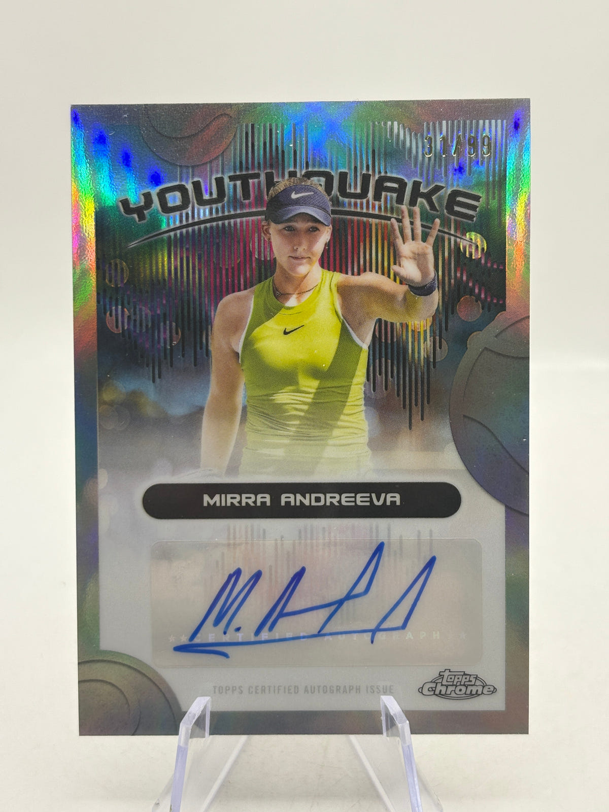 2025 Topps Chrome Tennis - Mirra Andreeva Auto Youthquake /99 Silver, photo 5 image 5