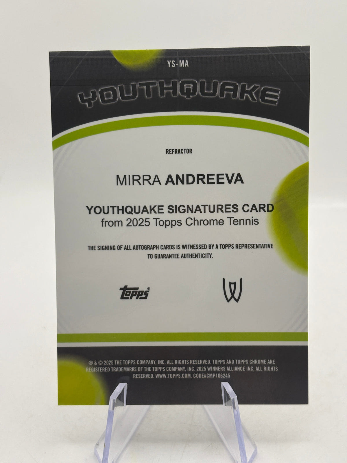 2025 Topps Chrome Tennis - Mirra Andreeva Auto Youthquake /99 Silver, photo 6 image 6