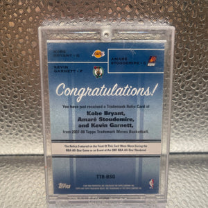 2007-08 Topps Trademark Moves Kobe Bryant Garnett Stoudemire GU Jersey #01/50 FRENLY BRICKS - Open 7 Days