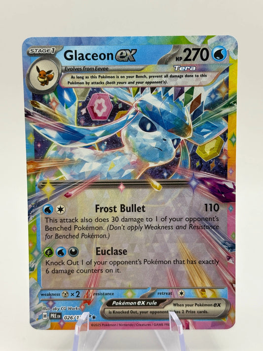 Pokemon TCG Prismatic Evolutions- Glaceon EX 026/131 LP FRENLY BRICKS - Open 7 Days