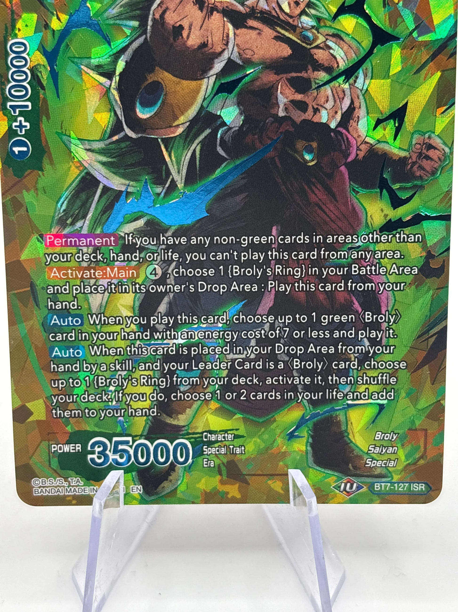 Dragon Ball Super Card Game - SS3 Broly, Saiyan Berserker BT7-127 ISR (1) FRENLY BRICKS - Open 7 Days