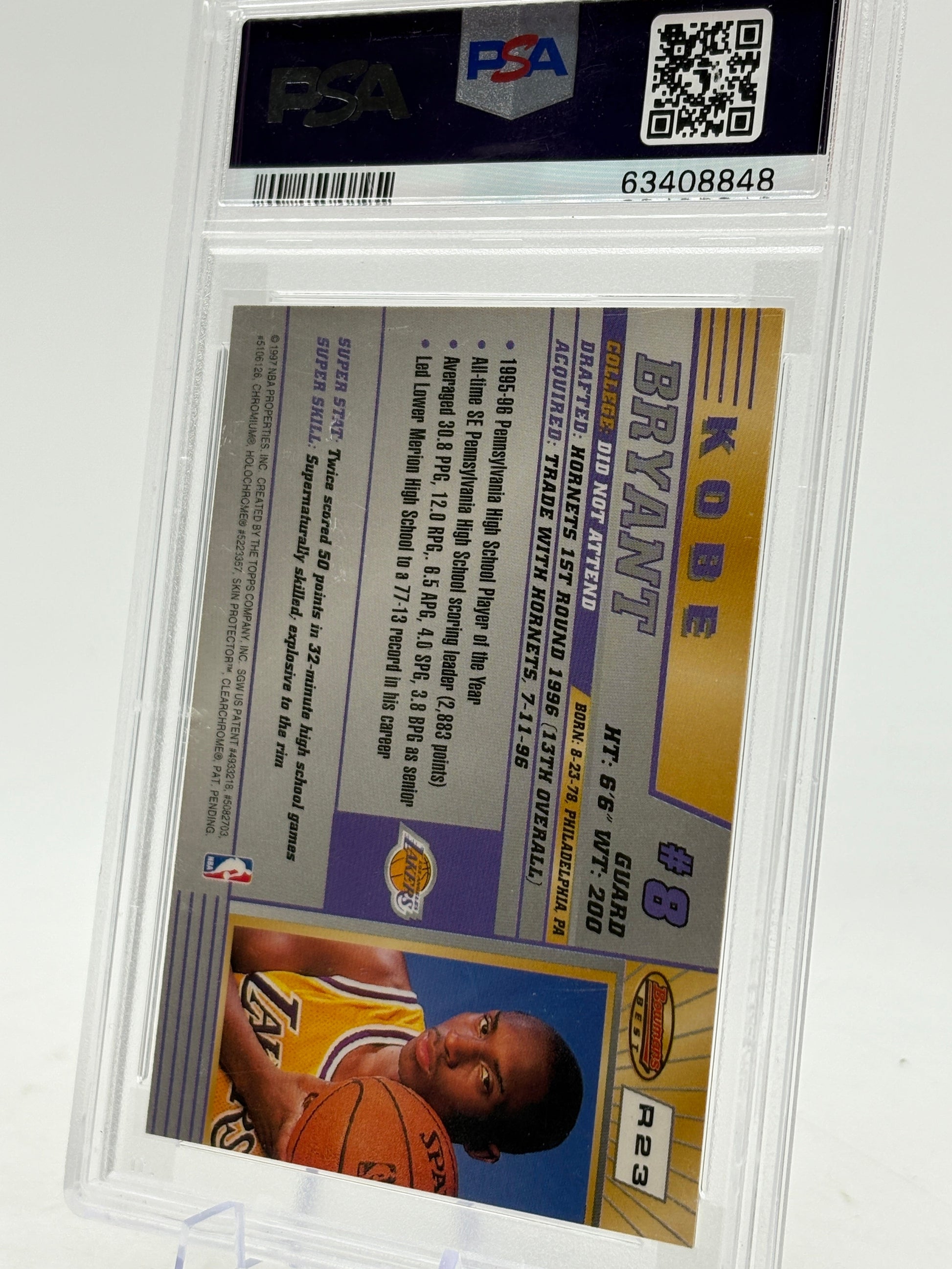 1996 Bowman’s Best Rookie Kobe Bryant #R23 - PSA 8 Near Mint FRENLY BRICKS - Open 7 Days