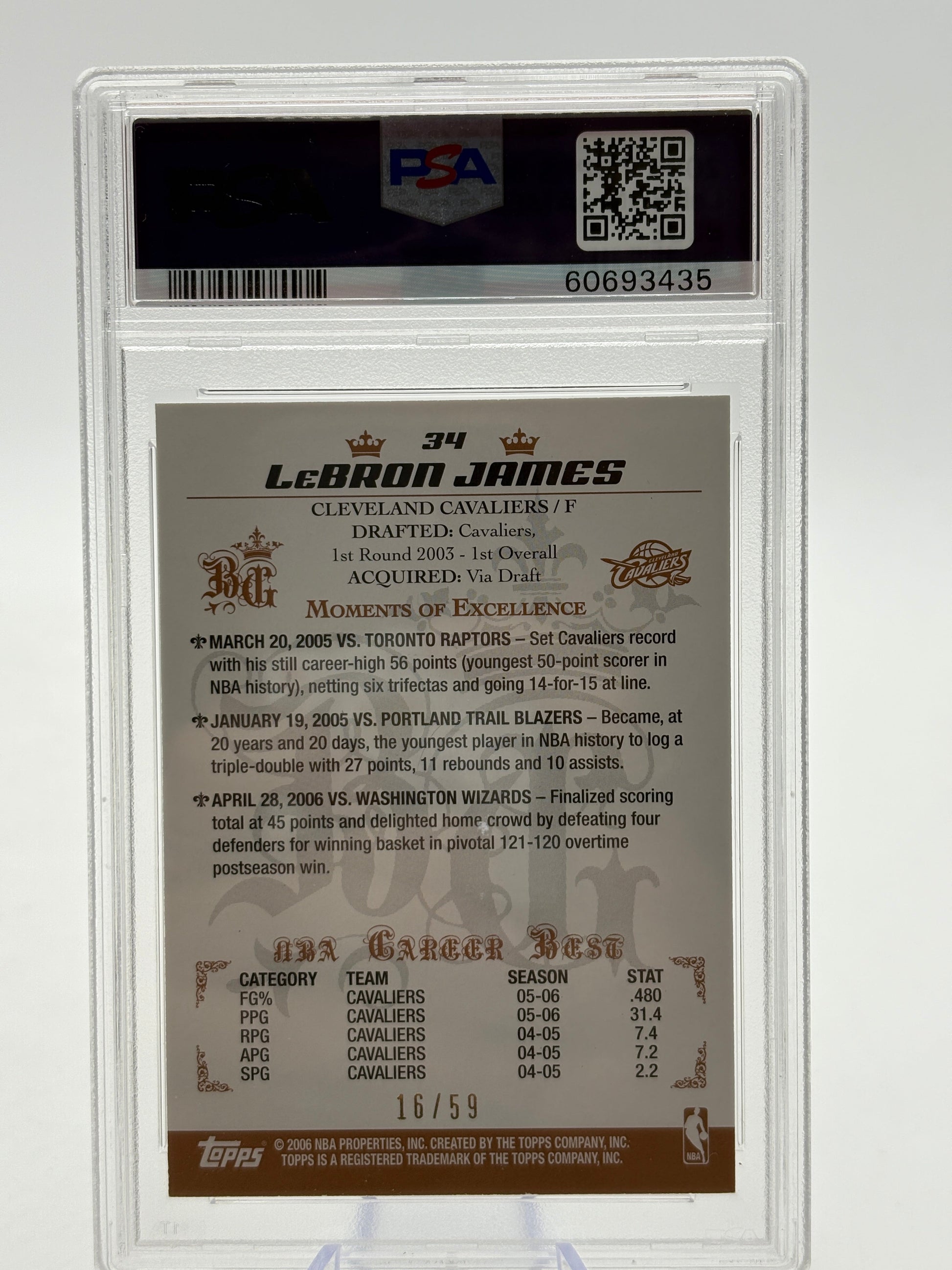 2006 Topps Big Game Lebron James Blue /59 #34 PSA 9 FRENLY BRICKS - Open 7 Days