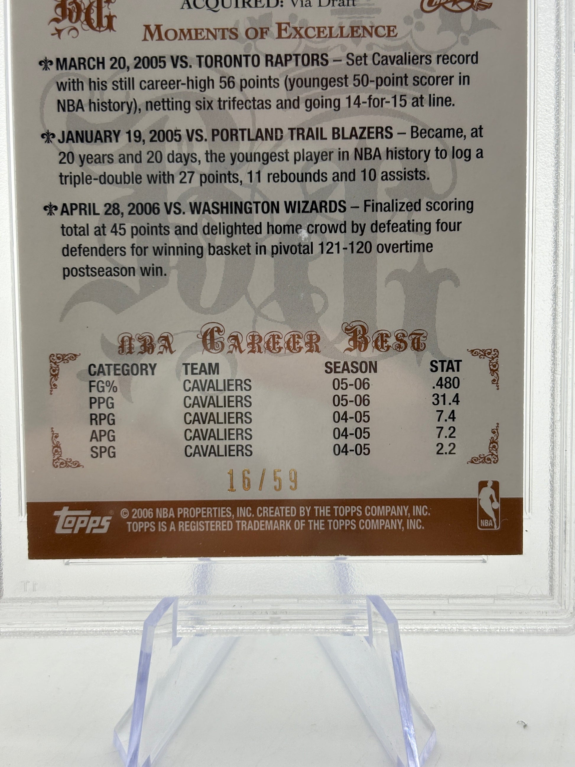 2006 Topps Big Game Lebron James Blue /59 #34 PSA 9 FRENLY BRICKS - Open 7 Days