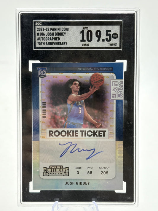 2021-22 Contenders Josh Giddey Rookie Ticket Auto 75th Anniversary SGC 9.5 Auto 10 FRENLY BRICKS - Open 7 Days