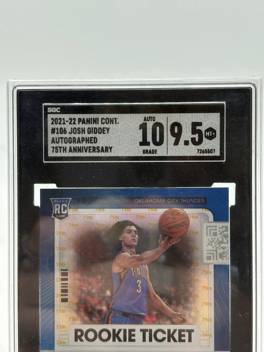 2021-22 Contenders Josh Giddey Rookie Ticket Auto 75th Anniversary SGC 9.5 Auto 10 FRENLY BRICKS - Open 7 Days