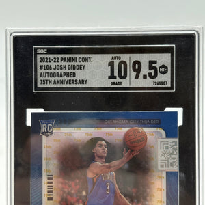 2021-22 Contenders Josh Giddey Rookie Ticket Auto 75th Anniversary SGC 9.5 Auto 10 FRENLY BRICKS - Open 7 Days
