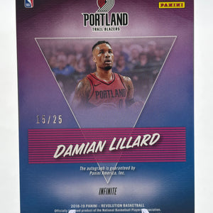 2018-19 Panini Revolution Basketball #AU-DLL Damian Lillard 15/25 Auto On Card FRENLY BRICKS - Open 7 Days