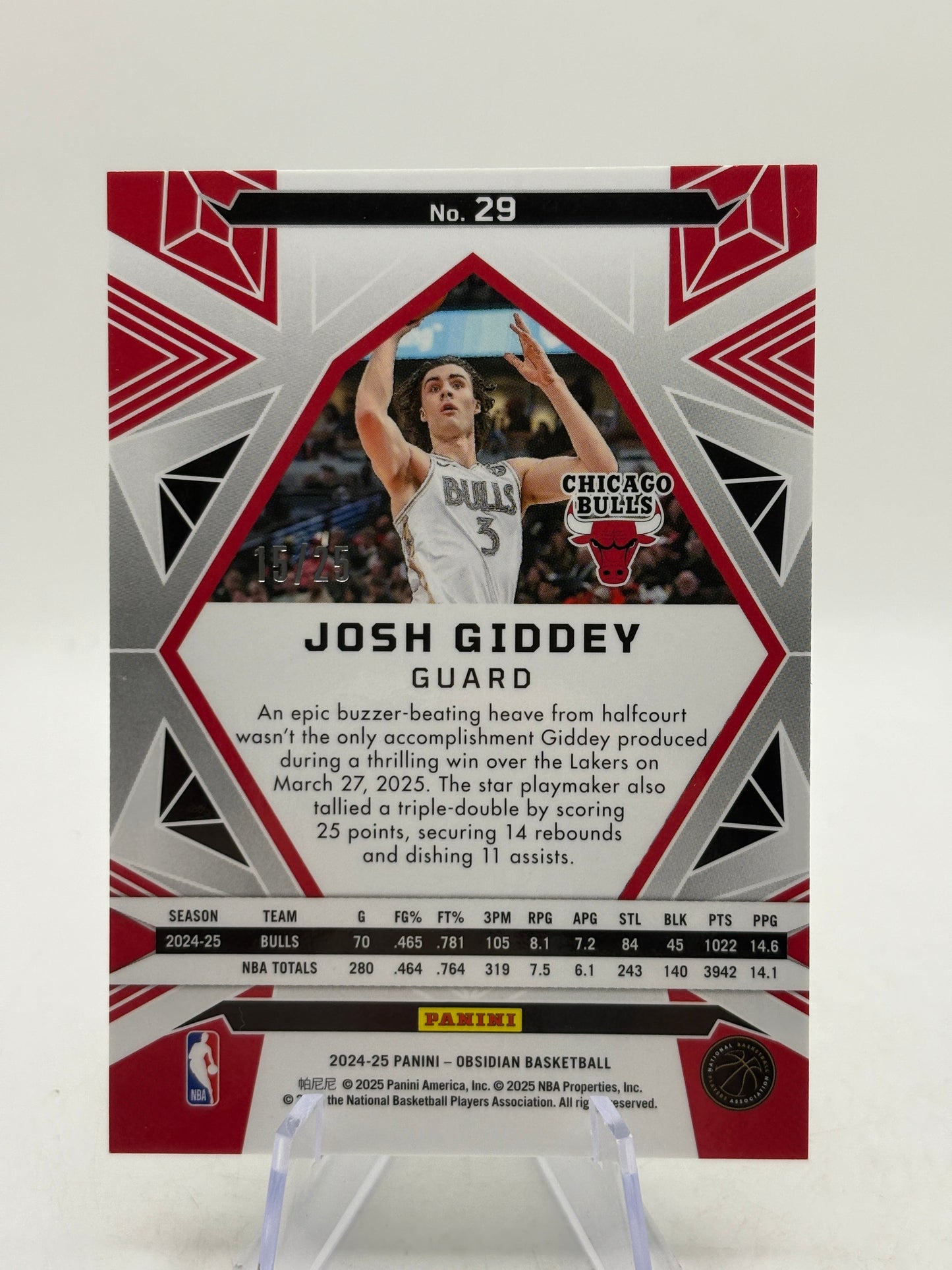 2024-25 Panini Obsidian #25 Josh Giddey (Incomplete) Rainbow Etch Set Numbered FRENLY BRICKS - Open 7 Days
